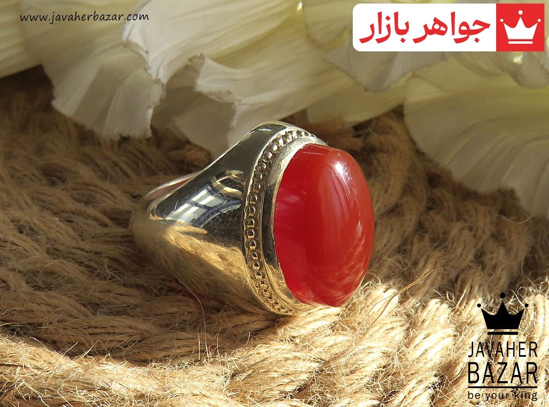 انگشتر نقره عقیق یمنی قرمز سرخ فاخر مردانه دست ساز