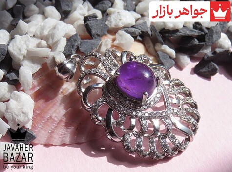 پلاک نقره آمتیست طرح غزل - 42534