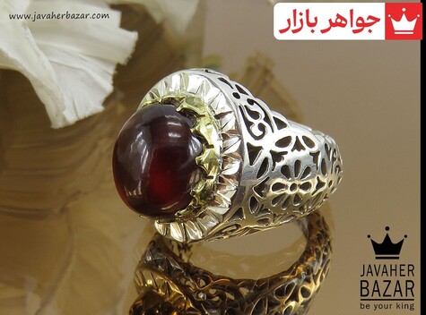 انگشتر نقره گارنت مرغوب مردانه دست ساز - 43259