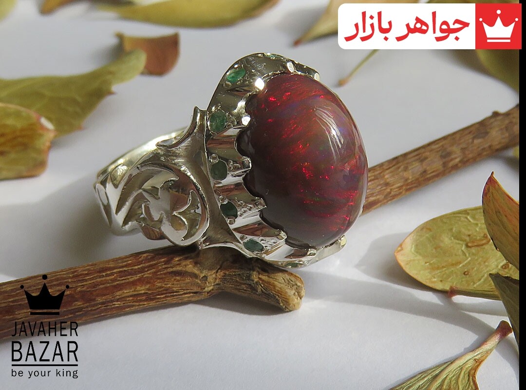 تصویر عکس خرید ، قیمت و خواص انگشتر اپال سرخ قرمز مردانه اصل