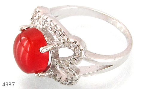 انگشتر نقره عقیق قرمز جواهری زنانه - 4387
