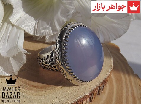 انگشتر نقره عقیق یمنی درشت طرح سلطنتی مردانه دست ساز - 44218