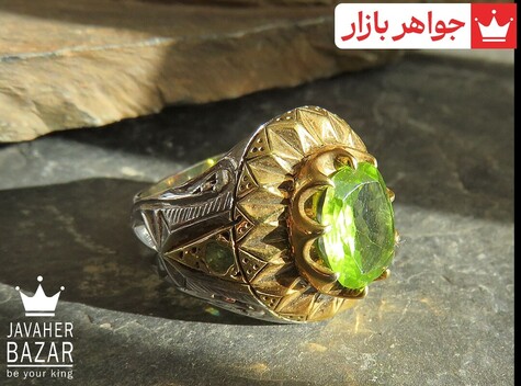 انگشتر نقره زبرجد و زمرد فاخر مردانه دست ساز - 44268
