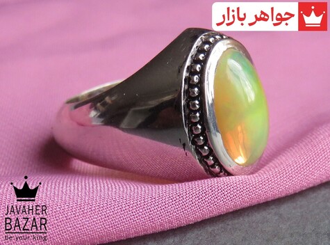 انگشتر نقره اپال شاهانه مردانه دست ساز - 44524