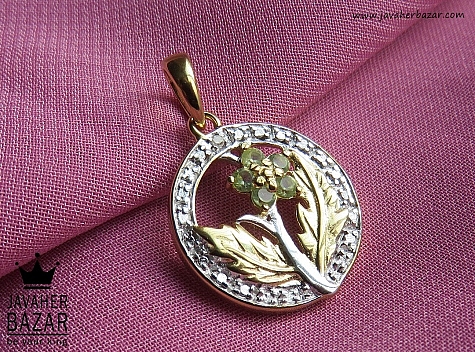 مدال نقره زبرجد جواهری رنگ ثابت