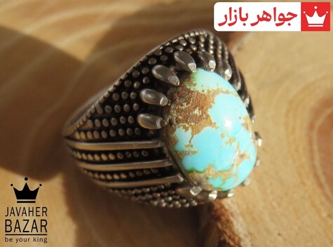 انگشتر نقره فیروزه نیشابوری فاخر ارزشمند مردانه - 44659