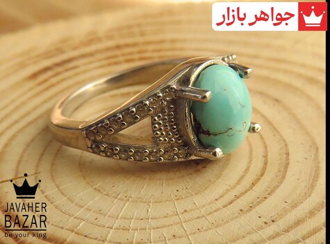 انگشتر نقره فیروزه نیشابوری خوش طبع زنانه - 45083