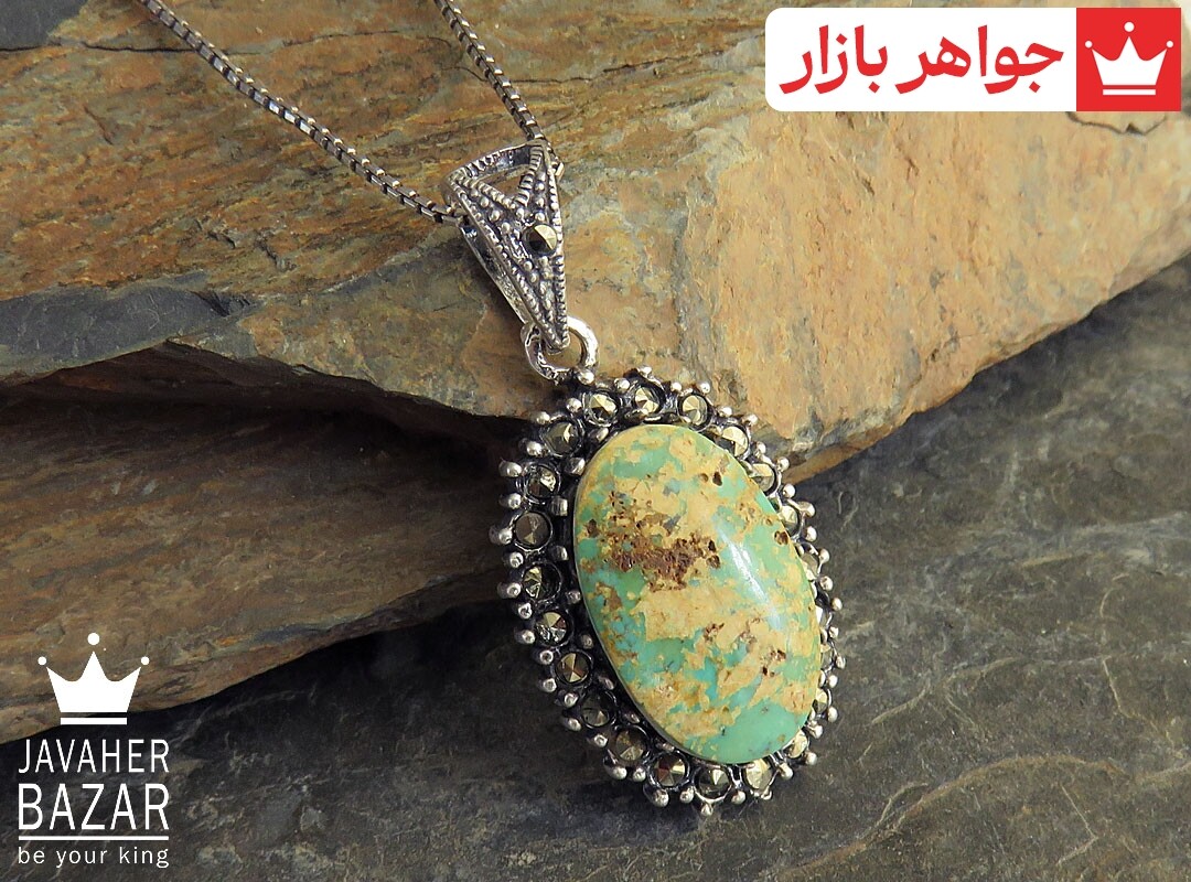 پلاک نقره فیروزه نیشابوری طرح خرم