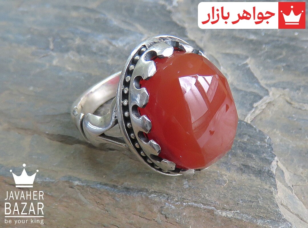 انگشتر نقره عقیق یمنی برجسته خوش تراش مردانه