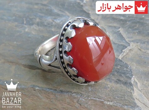 انگشتر نقره عقیق یمنی برجسته خوش تراش مردانه - 46623