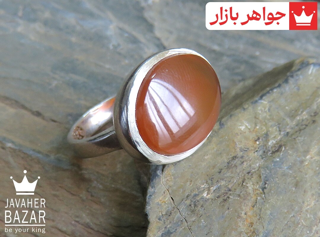 انگشتر نقره عقیق یمنی نارنجی صفوی دست ساز