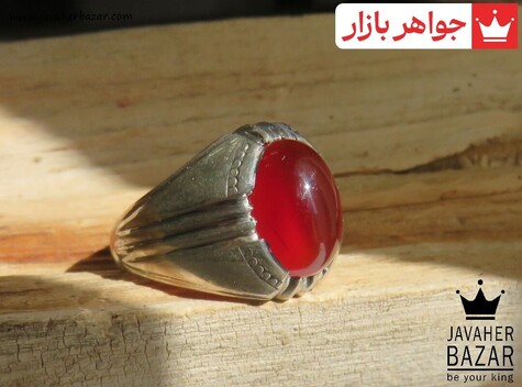 انگشتر نقره عقیق قرمز ایرانی مردانه دست ساز