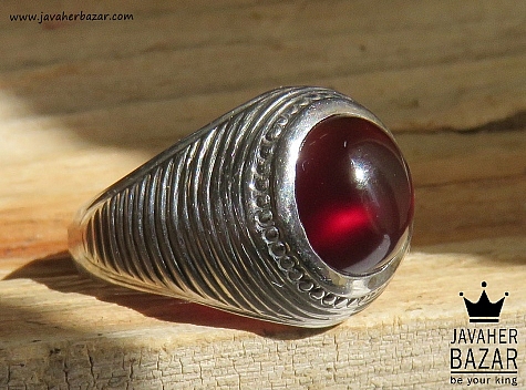 انگشتر نقره عقیق قرمز ایرانی طرح سنتی مردانه دست ساز - 47543