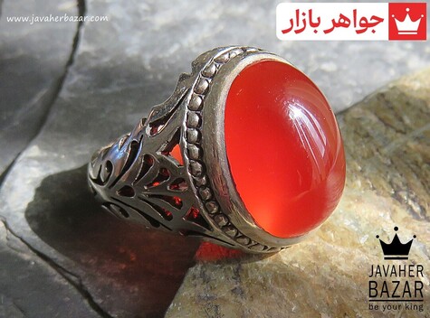 انگشتر نقره عقیق خراسان خوش رنگ مردانه دست ساز