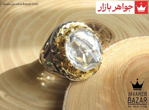 انگشتر نقره در نجف و زمرد شاهانه مردانه دست ساز - 48081
