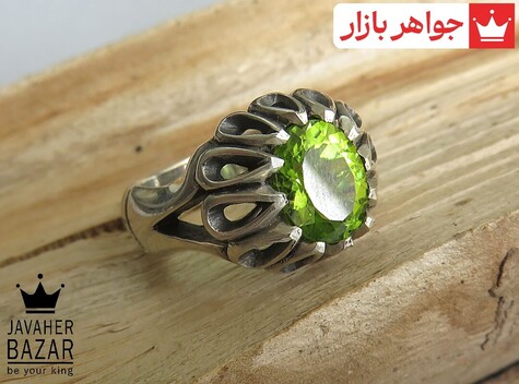 انگشتر نقره زبرجد دور اشکی مردانه - 48107