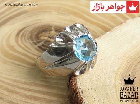 انگشتر نقره توپاز شاهانه مردانه - 48118
