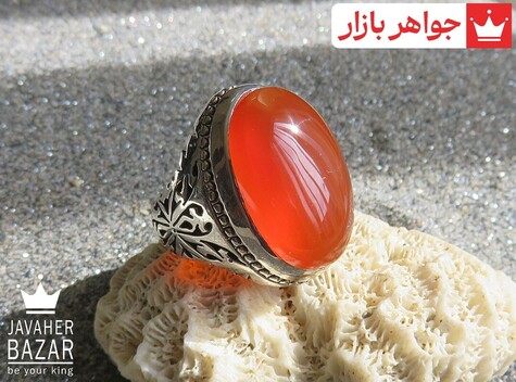 انگشتر نقره عقیق خراسان نارنجی مرغوب مردانه دست ساز