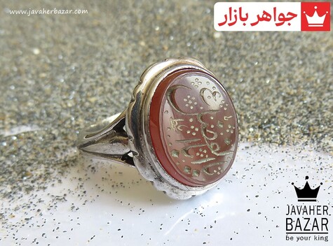 انگشتر نقره عقیق یمن یا اباالفضل مردانه
