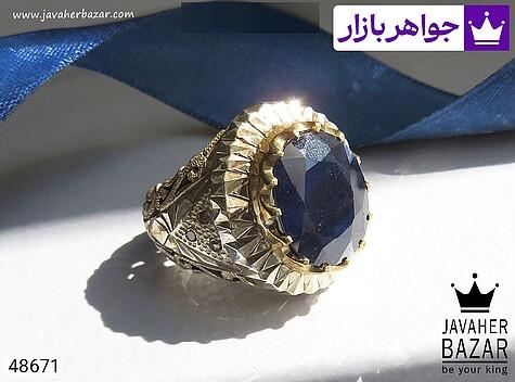 انگشتر نقره برنج یاقوت آفریقایی شاهانه مردانه دست ساز - 48671