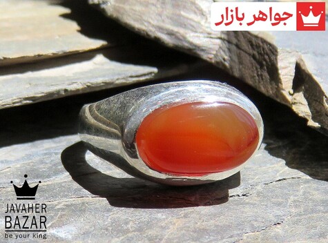 انگشتر نقره عقیق یمنی قرمز طرح صفوی مردانه