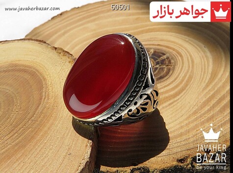 انگشتر نقره عقیق خراسان درشت و شاهانه مردانه دست ساز