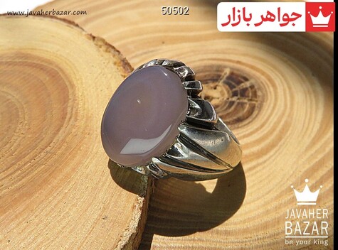 انگشتر نقره عقیق یمنی کبود فاخر مردانه - 50502