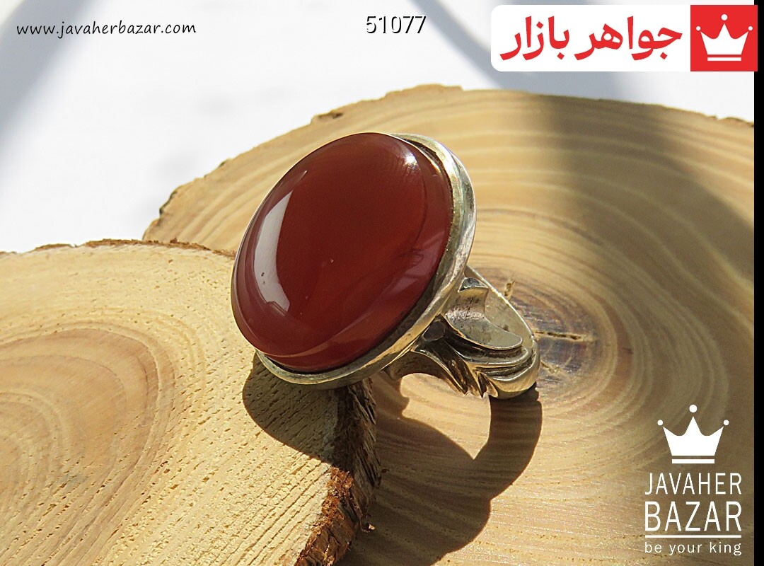 انگشتر نقره عقیق یمنی نارنجی مرغوب مردانه دست ساز
