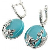 گوشواره نقره چشم گربه طرح غزل