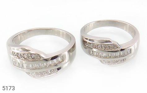 حلقه ازدواج نقره جواهری درشت - 5173