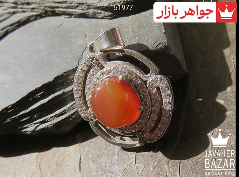 آویز نقره عقیق یمنی طرح هما - 51977
