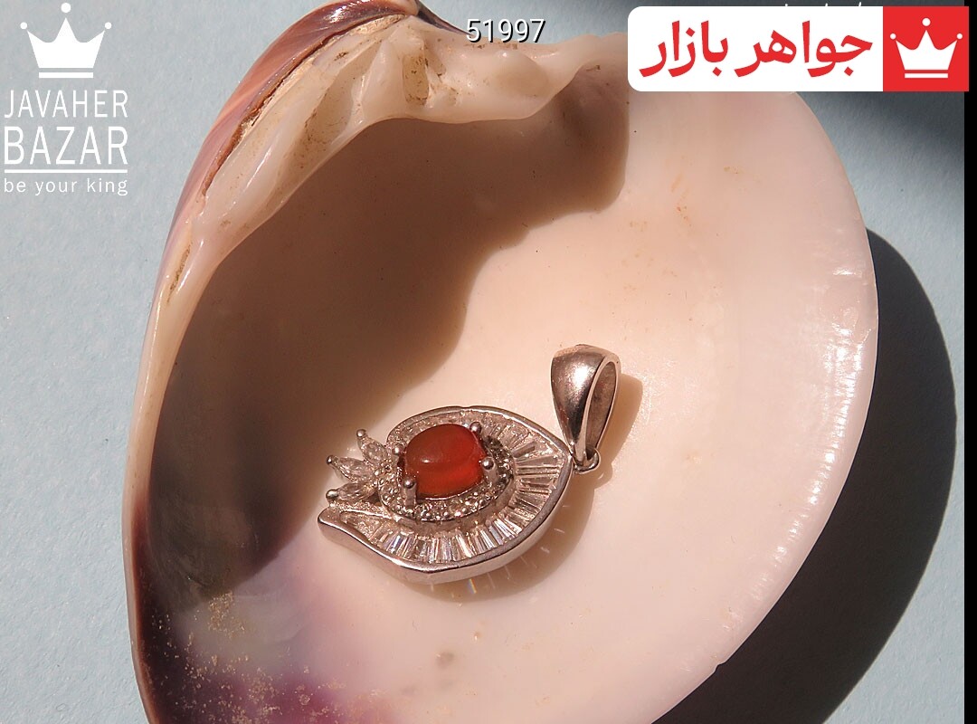 آویز نقره عقیق یمنی نارنجی طرح رویا