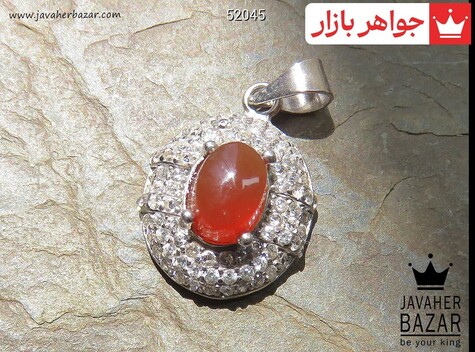 مدال نقره عقیق یمن طرح مرجان