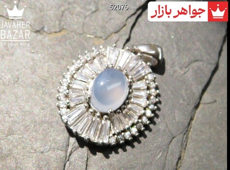 مدال نقره عقیق یمن کبود طرح مینا