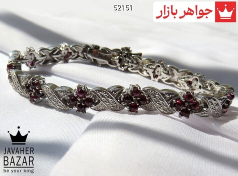 دستبند نقره یاقوت سیلان طرح نگار زنانه - 52151