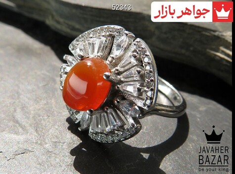 انگشتر نقره عقیق یمن طرح غزل زنانه