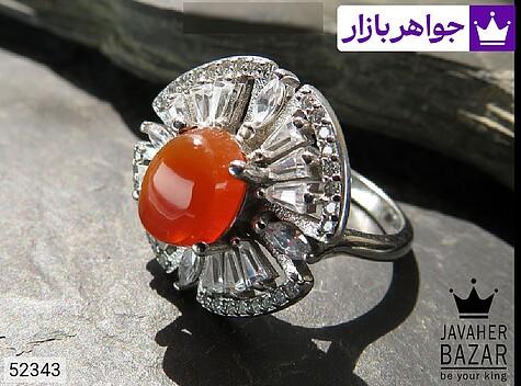 انگشتر عقیق یمنی نارنجی زنانه انگشتر نقره عقیق یمنی نارنجی طرح غزل زنانه - 52343