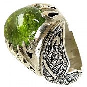 انگشتر نقره تورمالین سبز شاهانه مردانه دست ساز
