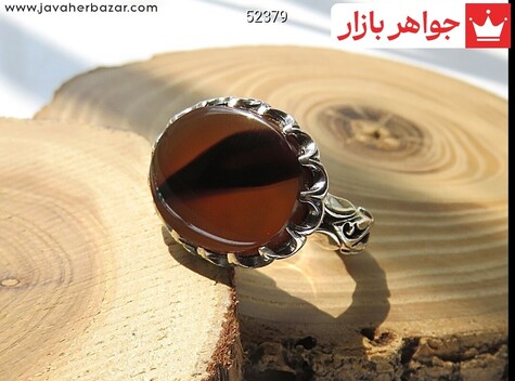 انگشتر نقره عقیق یمن دور چنگ مردانه