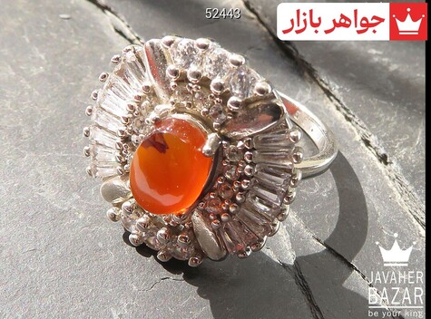 انگشتر نقره عقیق یمنی قرمز طرح طناز زنانه