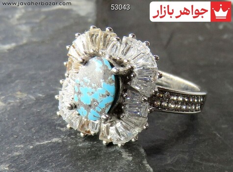 انگشتر نقره فیروزه نیشابوری طرح غزل زنانه - 53043