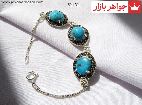 دستبند نقره فیروزه احیا شده زنانه - 53192