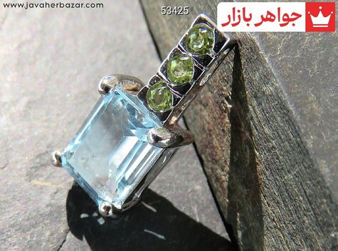 آویز نقره زبرجد و توپاز طرح تیاناز - 53425