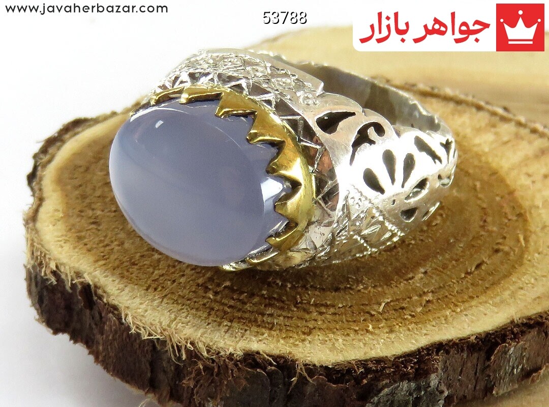 انگشتر نقره برنج عقیق یمن کبود دور چنگ شاهانه مردانه دست ساز