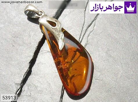 مدال کهربا نارنجی مدال نقره کهربا بولونی لهستان عسلی رنگ - 53913