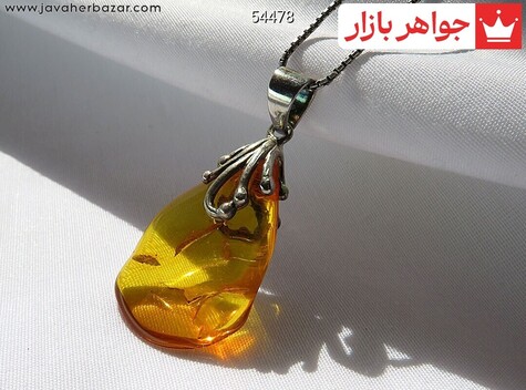آویز نقره کهربا بولونی لهستان جذاب - 54478