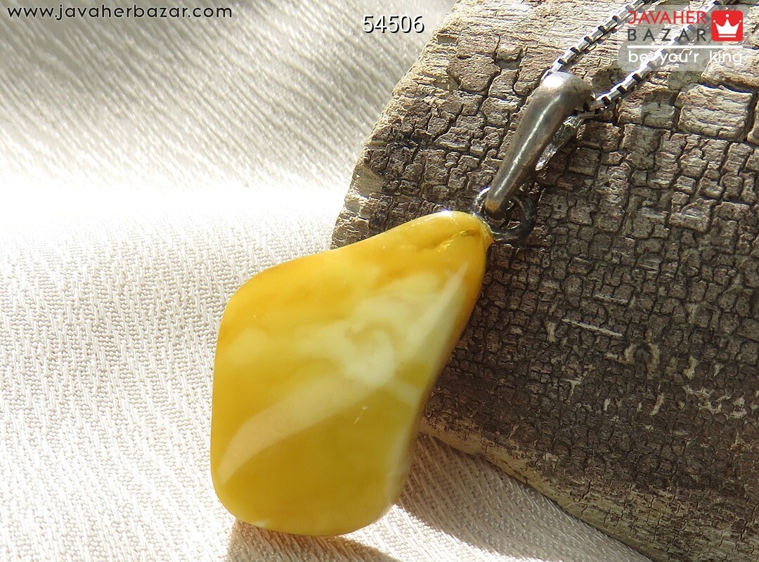 گردنبند نقره کهربا بولونی لهستان استخوانی