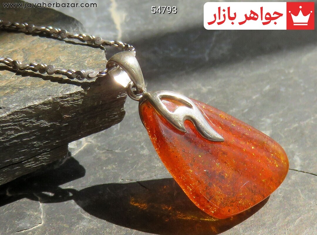 پلاک نقره کهربا بولونی لهستان خوش رنگ