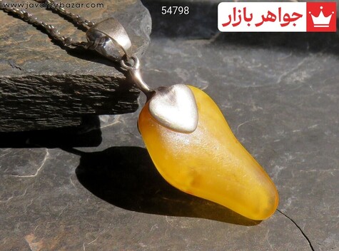 آویز نقره کهربا بولونی لهستان خوش رنگ - 54798