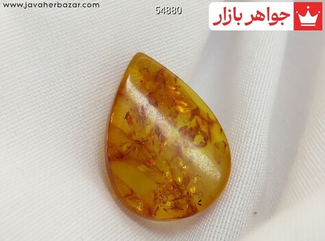 نگین کهربا بولونی لهستان خوش رنگ طرح اشکی - 54880